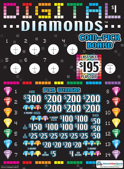 Coinboard - 3W $1 8@$200 (1@$300) $1B 27% Coin-PIck Board - Alaska